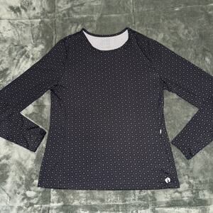 Hang Ten Rash Guard Shirt Women's Medium Black Daisy Pocket Long Sleeve Pullover
